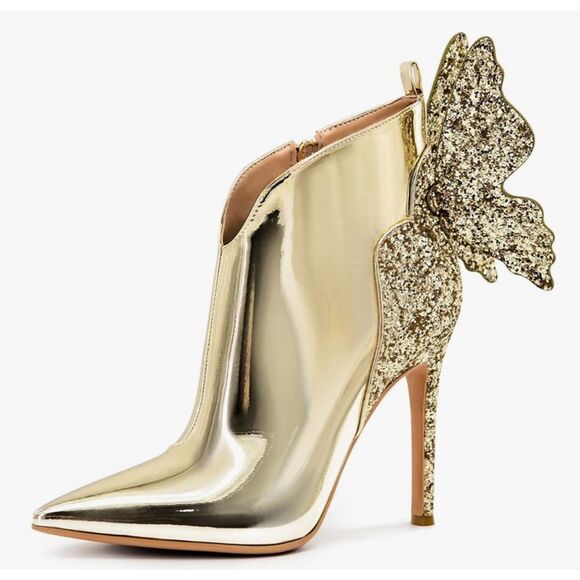 Findvell Ankle Boots Back Butterfly Sexy Pointed Toe Stiletto Booties - Picture 1 of 9